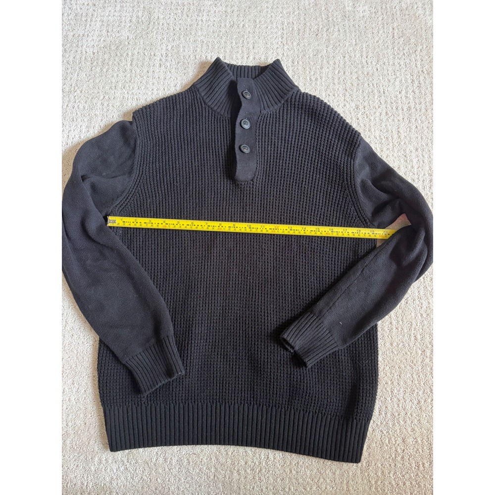 Weatherproof‎ Vintage Womens Black Waffle Knit Button Mock Neck Sweater Size M